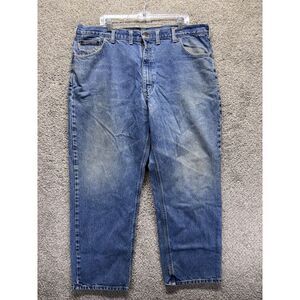 Carhartt Jeans Mens 40x30 (44x30 Tag) Blue Denim Relaxed Straight Work‎ B160 DST